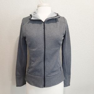 Salomon Gray Ribbed Full Zip Hoodie Size Medium